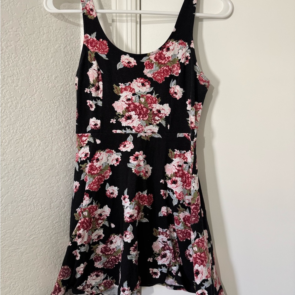 Floral Kids Dress in Black and Pink